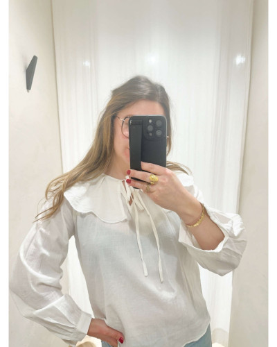 Blouse col claudine blanche