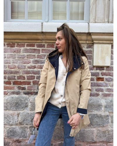 Parkas reversible bleu marine beige