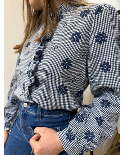 Blouse à carreaux fleurs