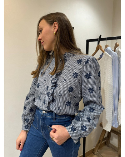 Blouse à carreaux fleurs