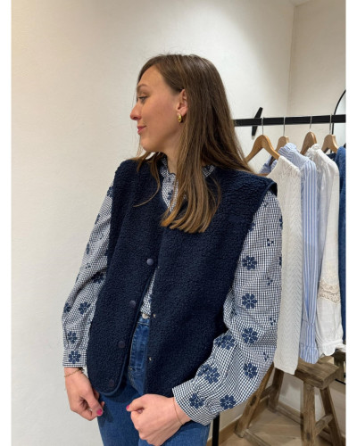 Blouse à carreaux fleurs