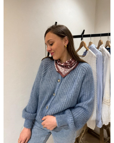 Gilet pull chiné bleu