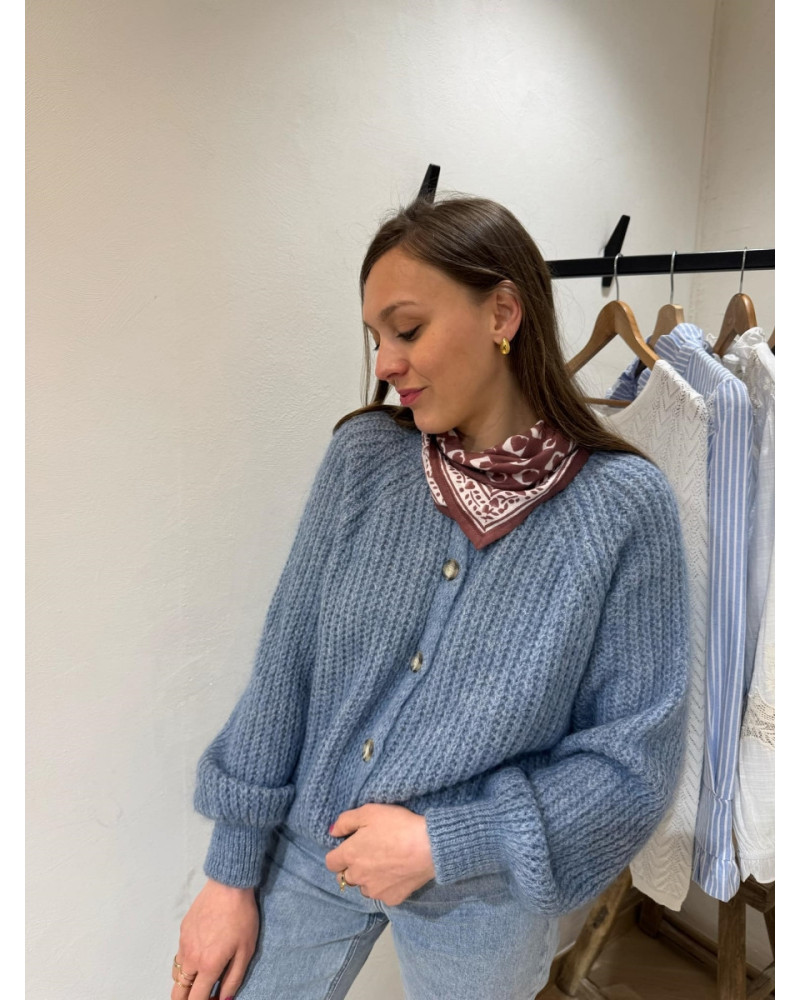 Gilet pull chiné bleu