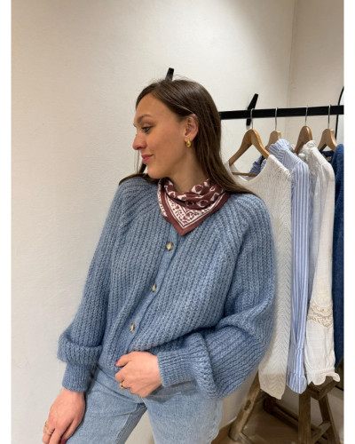 Gilet pull chiné bleu