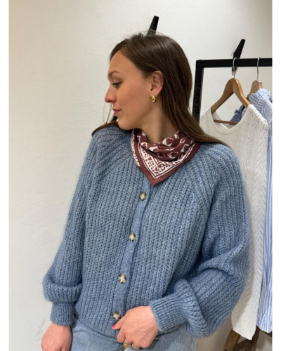 Gilet pull chiné bleu