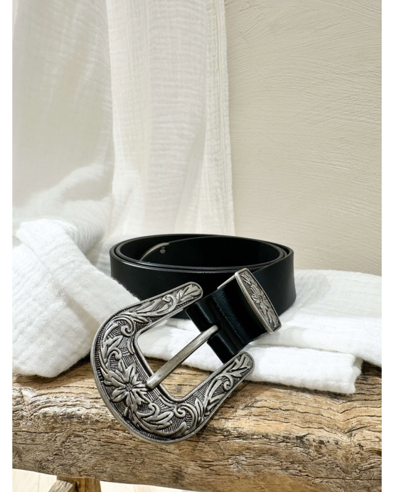 Ceinture noire boucle cow