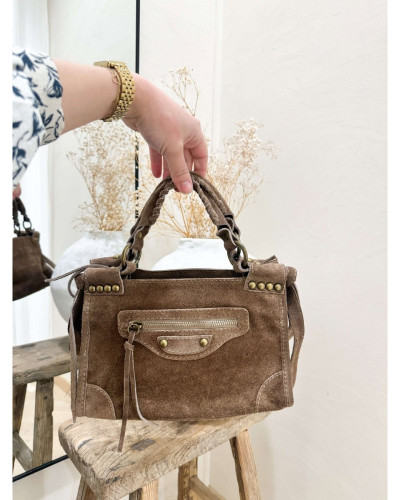 SAC CUIR TAUPE