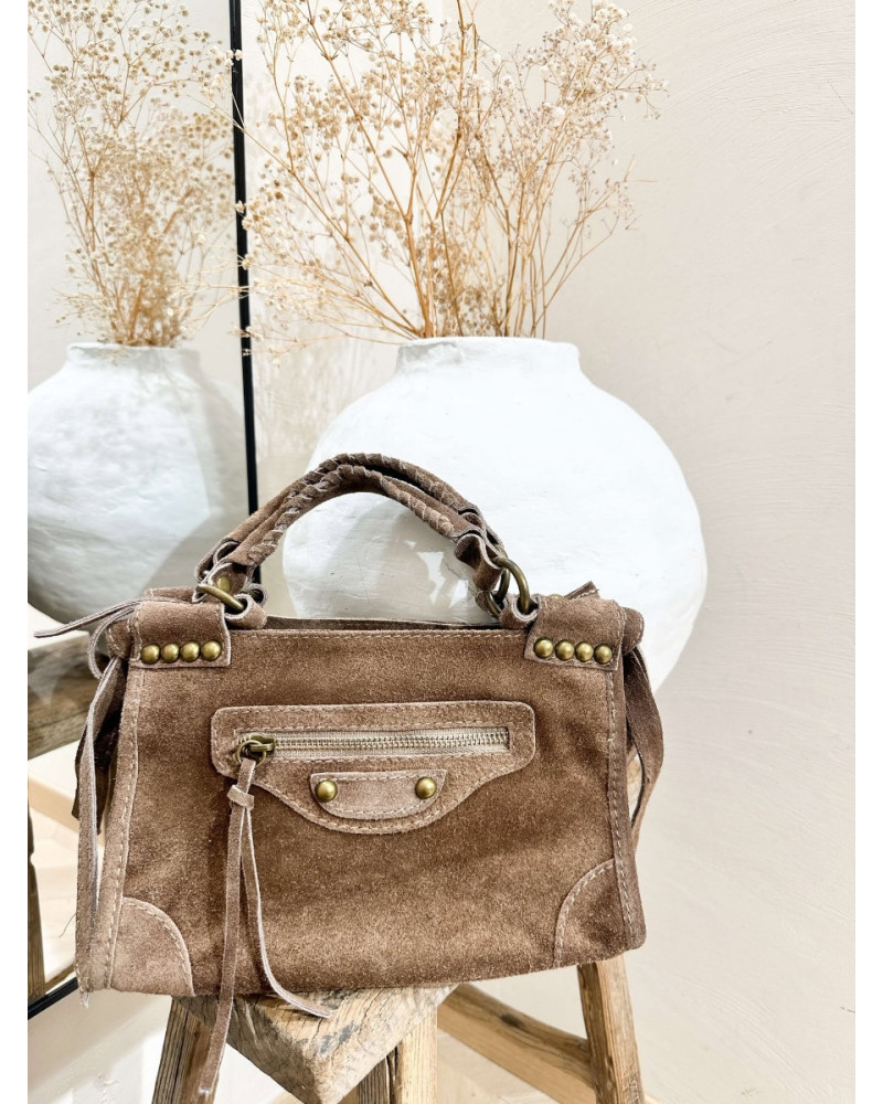 SAC CUIR TAUPE