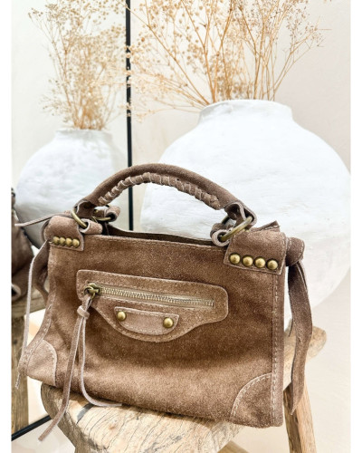 SAC CUIR TAUPE