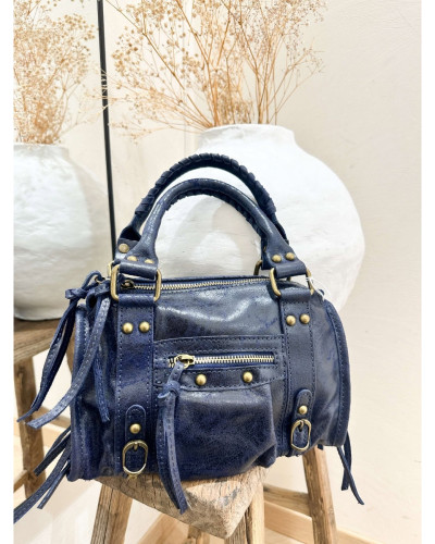 SAC CUIR BLEU MARINE