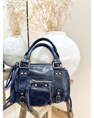 SAC CUIR BLEU MARINE