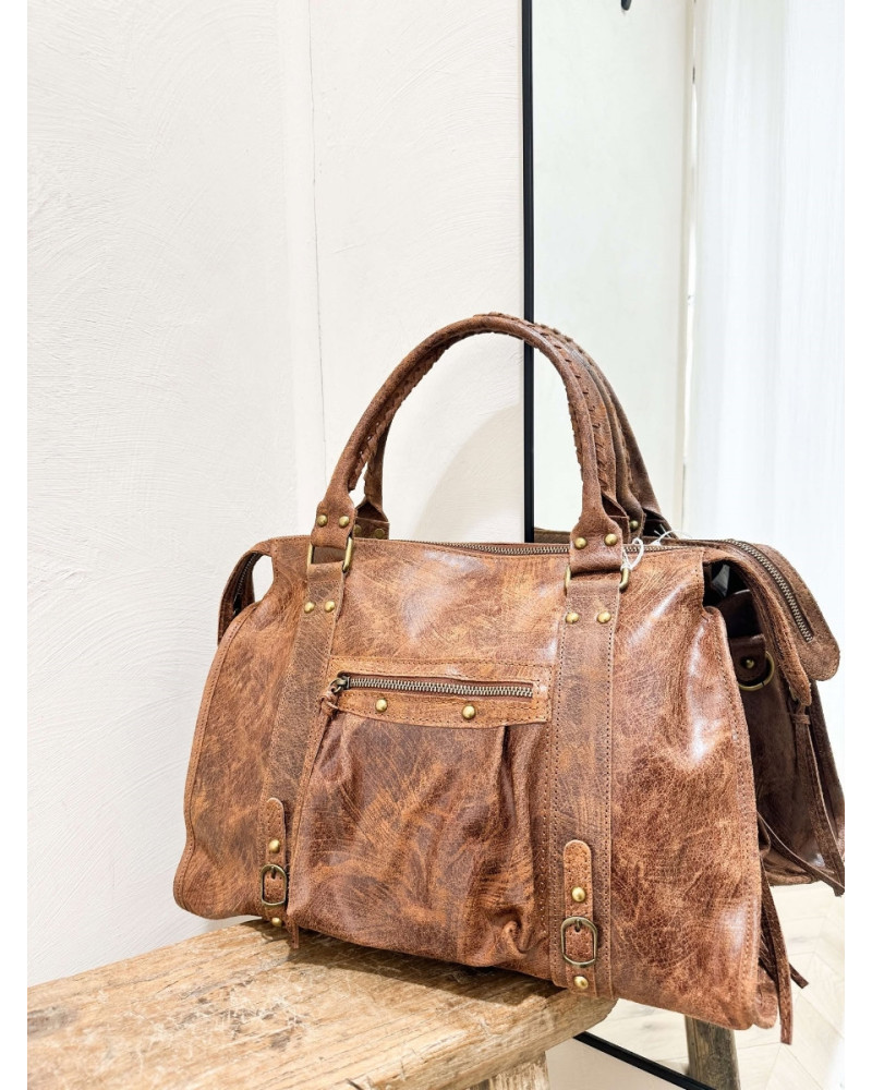 SAC CUIR MARRON