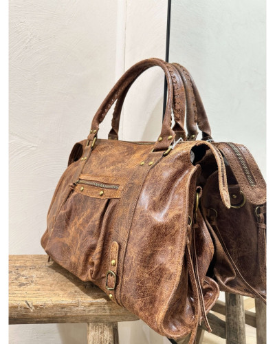 SAC CUIR MARRON