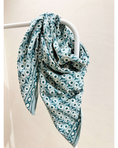Foulard Isha blue green 100cm