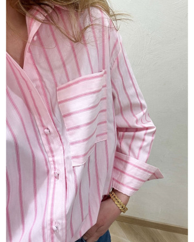 Chemise rayures rose