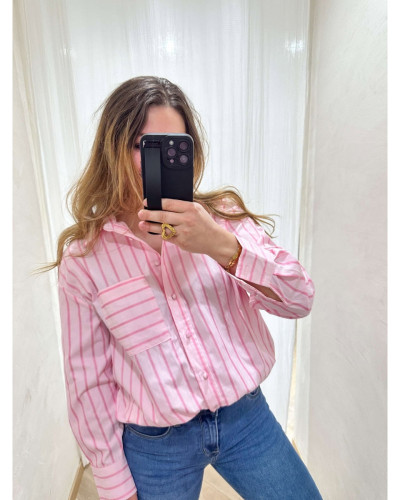 Chemise rayures rose