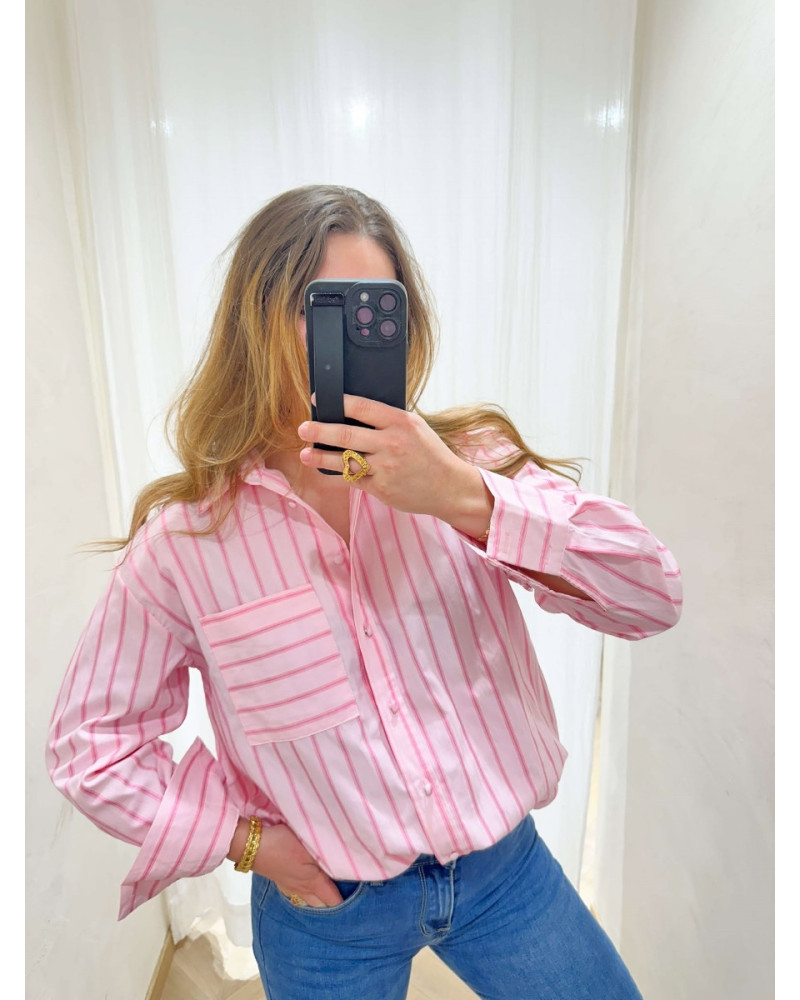 Chemise rayures rose