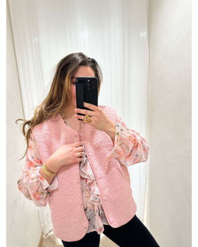 Gilet bouclette rose