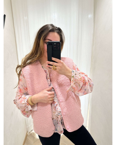 Gilet bouclette rose