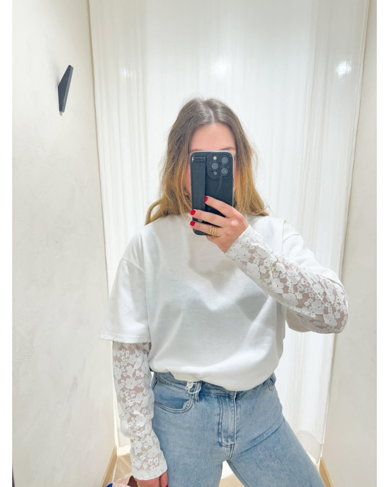 T-shirt dentelle blanc