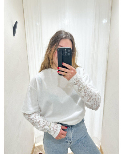 T-shirt dentelle blanc