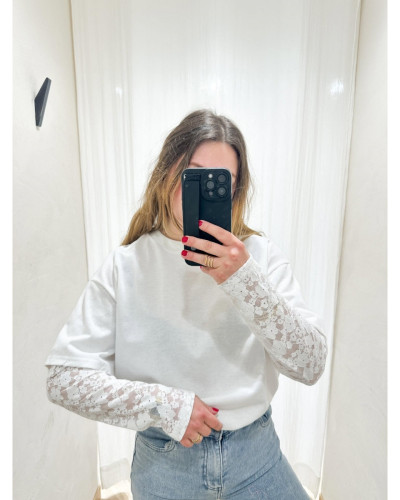 T-shirt dentelle blanc