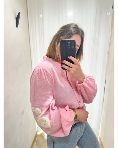 Chemisier gaz de coton rose