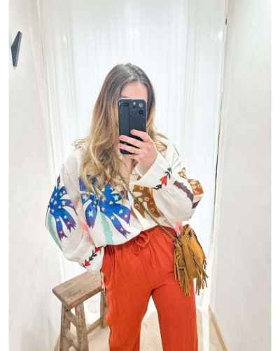 Pantalon fluide terracotta
