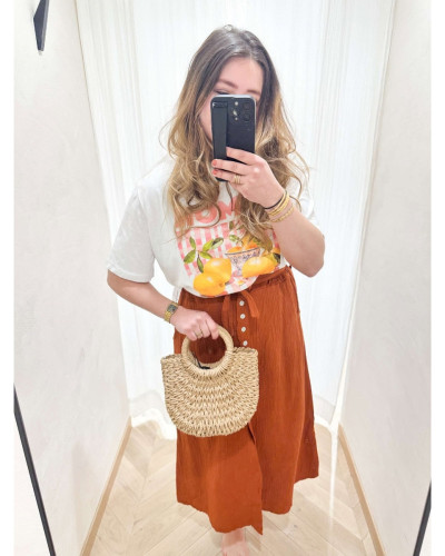 Jupe Midi Coton Gaze terracotta