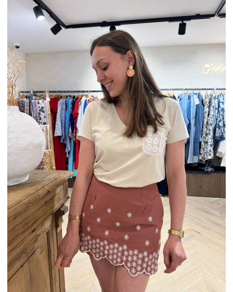 Jupe short terracotta