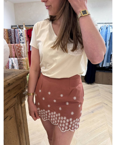 Jupe short terracotta