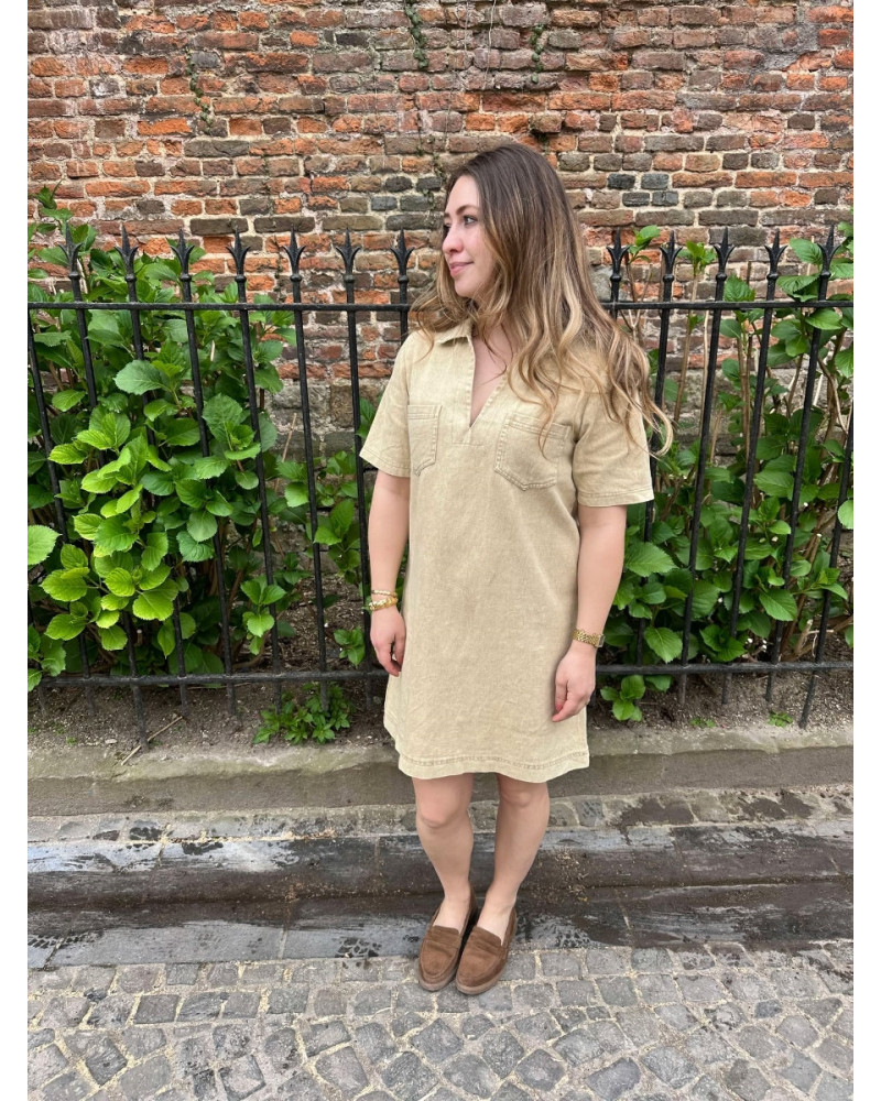 Robe en jeans beige Agathe