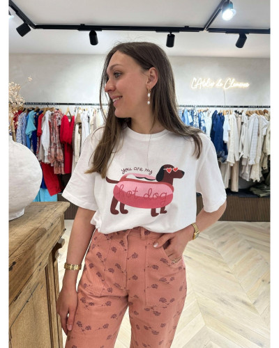 Pantalon Jeanne fleurs roses