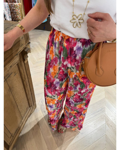 pantalon plissée fleurs