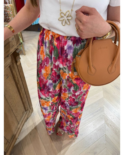 pantalon plissée fleurs
