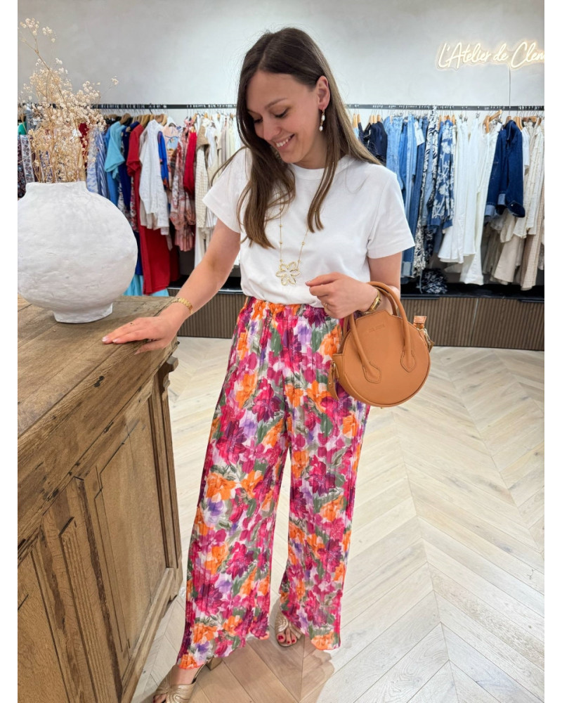 pantalon plissée fleurs