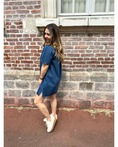 Robe en jeans droit denim brut foncé