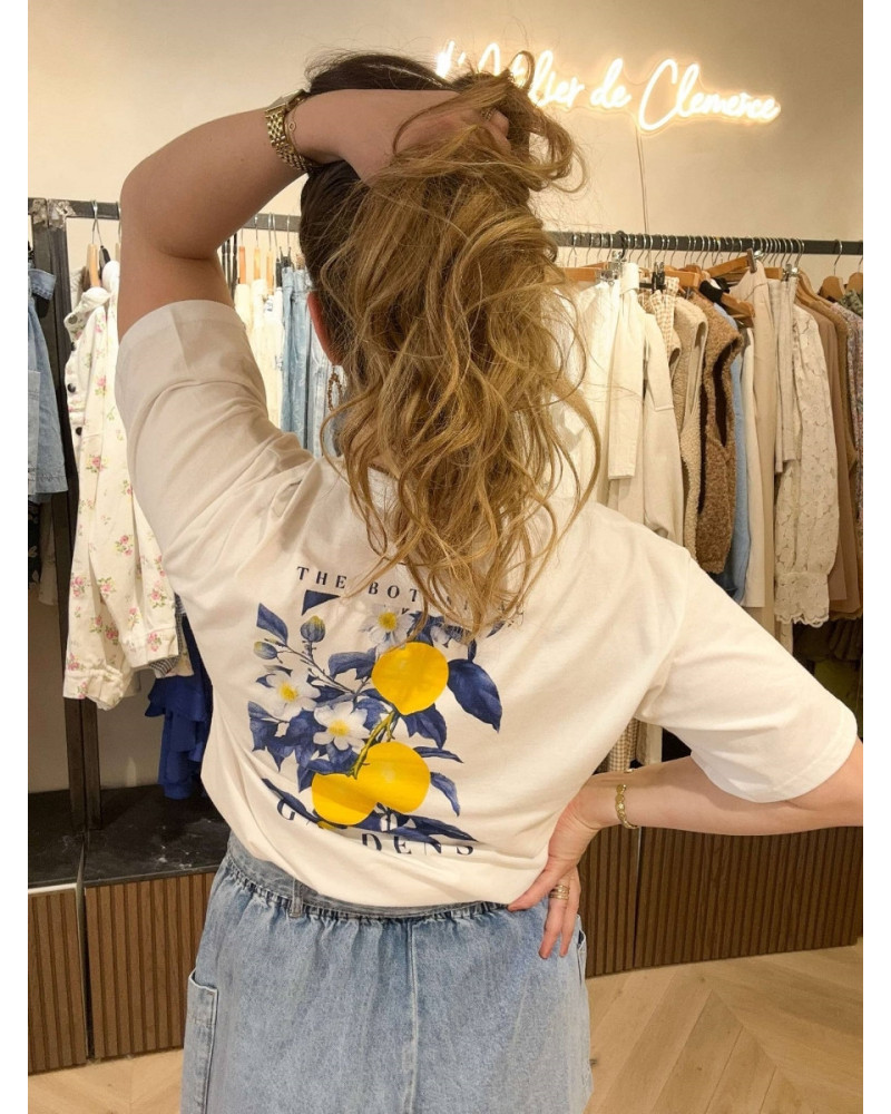 T-shirt botanical bleu et jaune