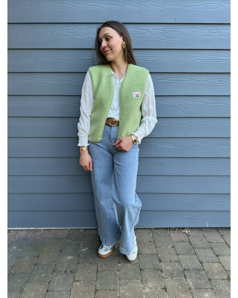 Gilet bouclette vert pomme