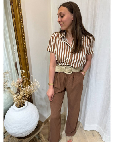 pantalon fluide marron