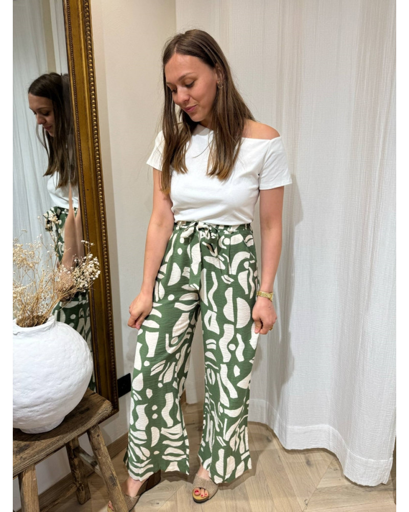 pantalon kaki imprimé
