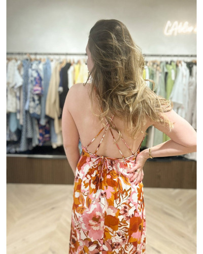 robe longue rose marron écru