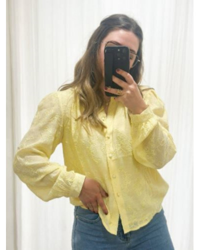 Chemise brodée jaune