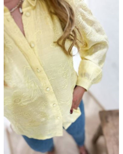 Chemise brodée jaune