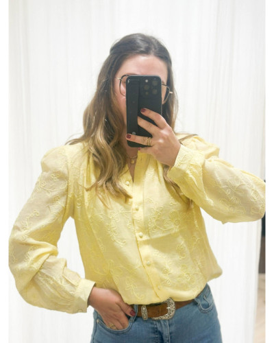 Chemise brodée jaune