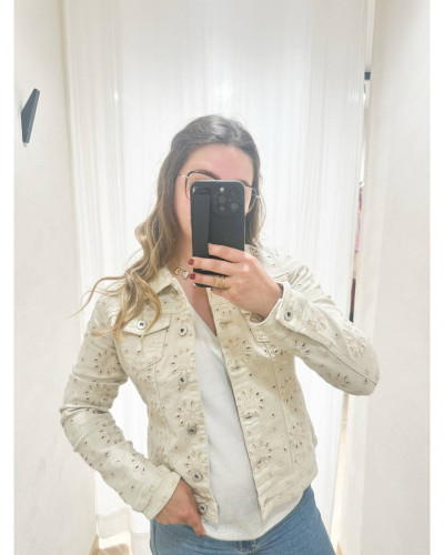Veste ajourée beige