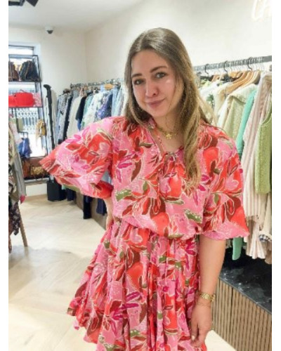 Robe fluide fleurs fushia