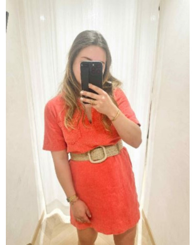 Robe en jean rouge Emeline