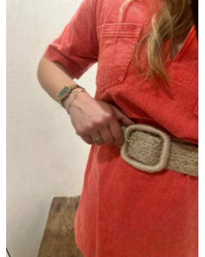 Robe en jean rouge Emeline