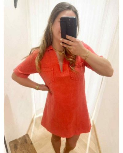 Robe en jean rouge Emeline